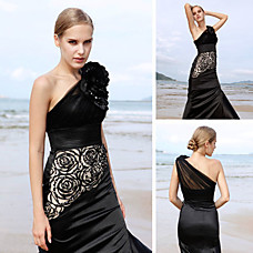 wholesale Trumpet/Mermaid One Shoulder Sweep/Brush Train Elastic Satin Quick Delivery/ Evening/ Prom Dress (OFGC0262)