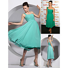 wholesale A-line One Shoulder Tea-length Chiffon Sex And The City/ Bridesmaid/ Homecoming Dress (FSD0188)