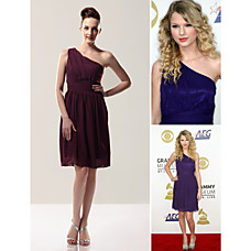 wholesale Sheath/ Column One Shoulder Short/ Mini Chiffon Elastic Woven Satin Taylor Swift/ Cocktail Dress (FSD0318)