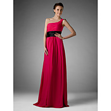 wholesale Sheath/ Column One Shoulder Floor-length Bridesmaid/ Wedding Party Dress (FSH0083)