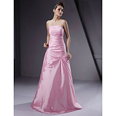 wholesale A-line Strapless Floor-length Taffeta Bridesmaid/ Wedding Party Dress (FSN0059)
