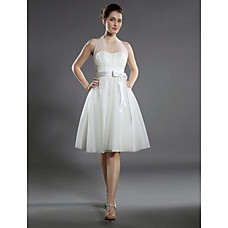 Großhandel Reich Halfter knielangen Satin Tüll Brautkleider für die Braut / Empfang Kleid (hsx1240)