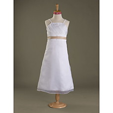 wholesale A-line Spaghetti Straps Tea-length Satin Junior Bridesmaid Dress (WSD0311)