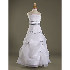 wholesale A-line Spaghetti Straps Floor-length Organza Satin Junior Bridesmaid Dress (WSD0284)