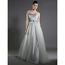 Großhandel a-line trägerlosen bodenlangen Satin Brautkleid / Empfang Kleid (wgy0136)
