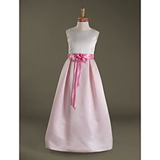 wholesale A-line Spaghetti Straps Floor-length Satin Junior Bridesmaid Dress (WSD0281)