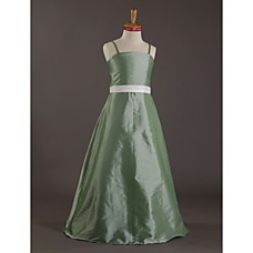 wholesale A-line Spaghetti Straps Floor-length Satin Junior Bridesmaid Dress (WSD0271)