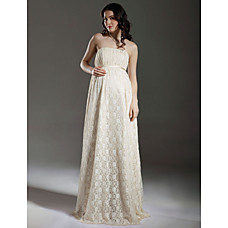 Großhandel Reich strapless Sweep / Pinsel Zug elastisch gewebte Satin Spitze Mutterschaft Brautkleid (wsm0187)