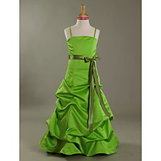 wholesale A-line Spaghetti Straps Floor-length Satin Junior Bridesmaid Dress (WSD0298)