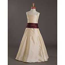 wholesale A-line Spaghetti Straps Floor-length Taffeta Junior Bridesmaid Dress (WSD0288)