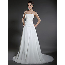 Großhandel a-line strapless Kapelle Zug Satin Chiffon Brautkleider für die Braut hsx030