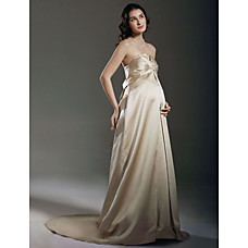 Großhandel Reich strapless Sweep / Pinsel Zug Satin Mutterschaft Brautkleid (wsm0196)