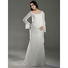 Großhandel Empire Square Hofzug Satin Chiffon Mutterschaft Brautkleid (wsm0192)