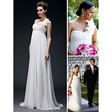Großhandel Tia Mowry Reich eine Schulter fegen / Pinsel Zug Chiffon elastische Gewebe satinempire Hochzeitskleider (wsm0449)