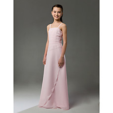 wholesale 2010 Style A-line Spaghetti Straps Floor-length Sleeveless Chiffon Ruffles Junior Bridesmaid Dress (FSL0626)