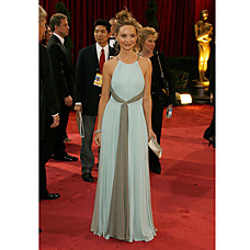 wholesale Calista Flockhart A-line Halter Floor-length Sleeveless Chiffon/ Elastic silk-like satin Classic Oscar Dress (FGY0696)
