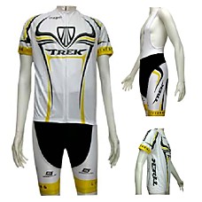wholesale 2010 TREK World Racing White Short Sleeves Mountain Cycling Jersey with Bib Shorts (0478-0420-13)