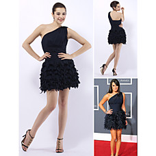wholesale A-line One Shoulder Short/ Mini Sleeveless Chiffon Grammy Dress (FSM0617)
