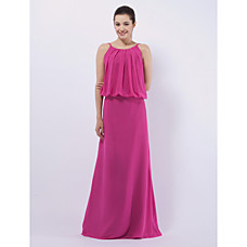 wholesale A-line Spaghetti Straps Floor-length Satin Chiffon Ruffles Separate Bridesmaid Dress(FSL0878)