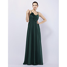 wholesale Empire Straps Floor-length Chiffon Elastic satin Ruffles Bridesmaid Dress(FSL0856)