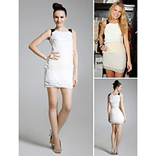 wholesale Blake Lively Sheath/ Column Scoop  Short/ Mini  Sleeveless Chiffon/ Elastic satin Gossip Girl Fashion/ Cocktail Dress (FSH0442)