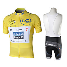 wholesale 2010 Tour de France Saxo Bank Team Short Sleeves Yellow Jersey with Bib Shorts (0478-0809-7)