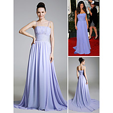 wholesale Fergie Empire Strapless Sweep/ Brush Train Sleeveless Chiffon/ Elastic satin Golden Globe/ Evening Dress (FSH0549)