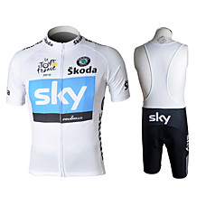 wholesale 2010 Tour de France Sky Team Short Sleeves White Jersey with Bib Shorts (0478-0809-5)