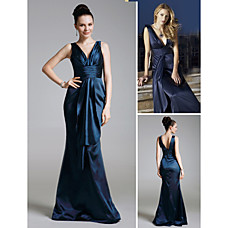 wholesale Serena Empire V-neck Floor-length Satin Gossip Girl Fashion Dresses / Evening Dresses (FSD0281)