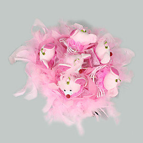 Bridal Wedding Flower Bouquet Soft Plush Bear Pink (TYPJ023) Bridal Wedding Flower Bouquet Soft Plush Bear Pink (TYPJ023)