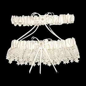 2-Piece Satin With Ribbons Wedding Garters 2-Piece Satin With Ribbons Wedding Garters