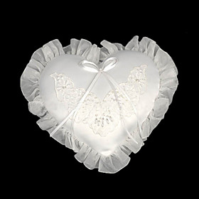 White Mini Heart Satin Wedding Ring Bearer Pillow