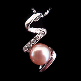 Noble Silver Pink Freshwater Pearl Pendant Necklace (LSP057)