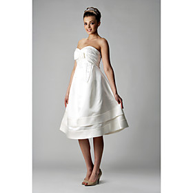 Empire Sweetheart Short / Mini Sleeveless Satin Wedding Dresses for Bride / Reception Dress (WSW0017)
