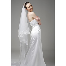 3 Layer Sweep with Embroidery Wedding Veil (WAV0022)