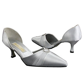 Satin UpperMedium Heel Closed-toes With Rhinestone Wedding Bridal Shoes (A560) .More Colors Available