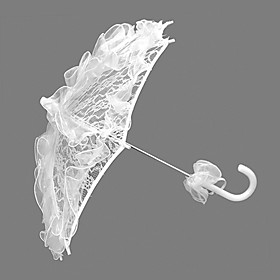 White Lace Manual Opening Wedding Umbrella