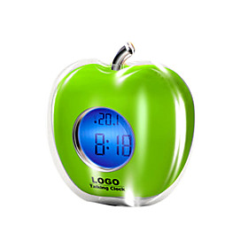 Digital Apple Desktop Talking Alarm Clock Thermometer Green(CEG092)
