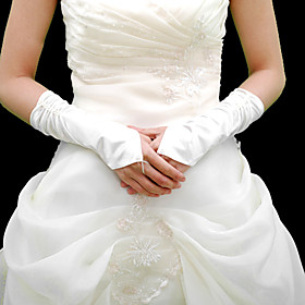 Satin Fingerless Bridal Elbow Length Gloves Satin Fingerless Bridal Elbow Length Gloves