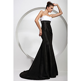 Trumpet/ Mermaid Strapless Sweep/ Brush Train Taffeta Evening/ Prom Dress (FSH0074)