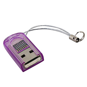 Smallest MicroSD TransFlash USB Card Reader with Cover (Purple)