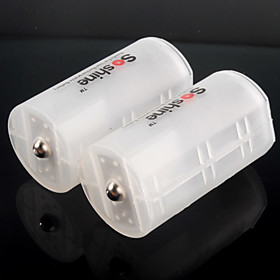 SoShine 2xAA to D-Size Cell Battery Converter Case (2-Pack)