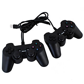 Dual-Player Double Shock USB Game Controller Clear Blue