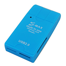 S-Max All-in-1 USB 2.0 SDHC SD/MMC/RM MMC/TF/MS/Micro MS (M2) Card Reader (Blue)