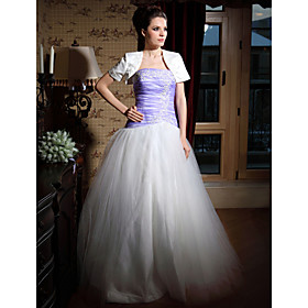Ball Gown Strapless Floor-length Satin/ Tulle Prom Dress With A Wrap