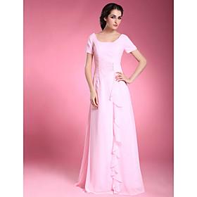 A-line Square Floor-length Chiffon Mother of the Bride Dress