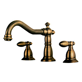 Polished Brass Finish Widespread Bathroom Sink Faucet