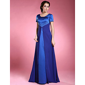 A-line Scoop Floor-length Satin Chiffon Mother of the Bride Dress