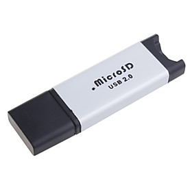 Aluminum USB Micro SD/TF Card Reader (Silver)