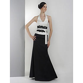 Trumpet/Mermaid Halter Floor-length Satin Bridesmaid/Wedding Party Dress (FSD0231)